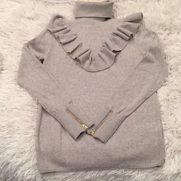 J. Crew Factory Sweaters - J.Crew ruffle turtle neck 100% merino wool sweater